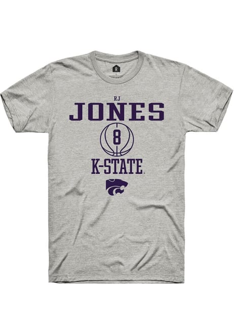 RJ Jones Grey K-State Wildcats NIL Sport Icon Short Sleeve T Shirt