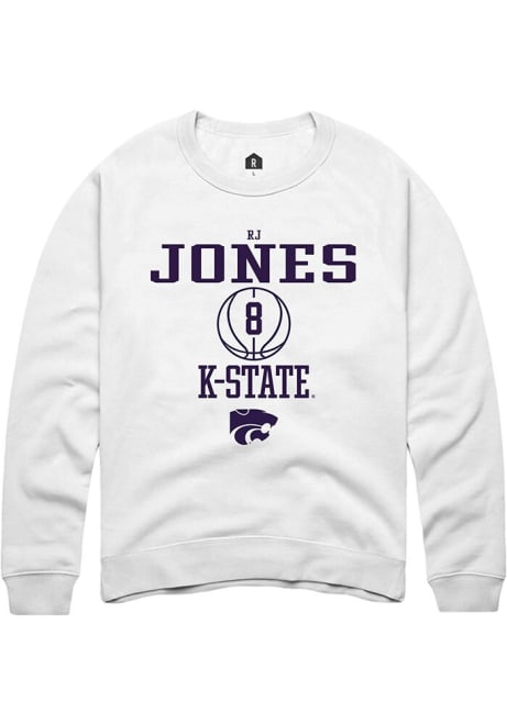 RJ Jones Rally Mens White K-State Wildcats NIL Sport Icon Crew Sweatshirt