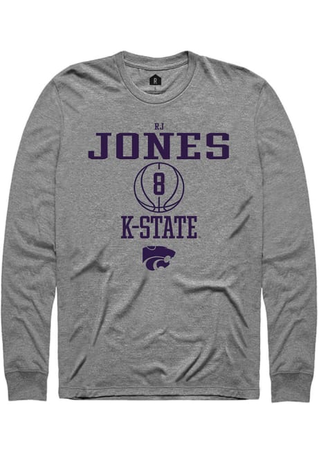 RJ Jones Rally Mens Grey K-State Wildcats NIL Sport Icon Tee