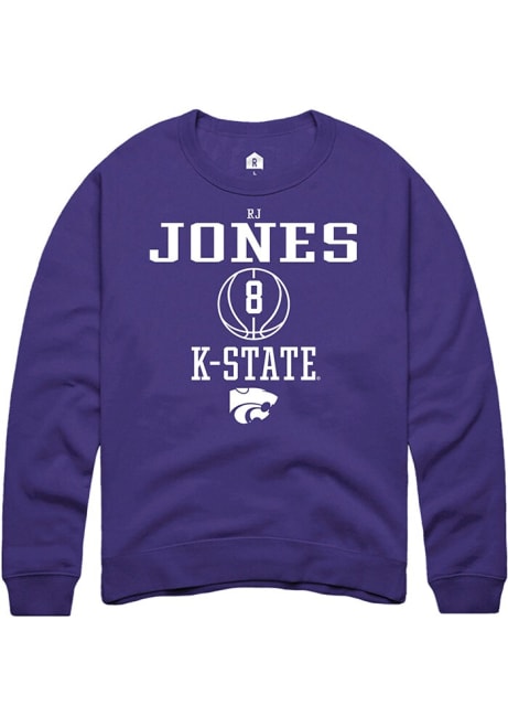 RJ Jones Rally Mens Purple K-State Wildcats NIL Sport Icon Crew Sweatshirt