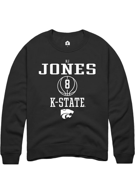 RJ Jones Rally Mens Black K-State Wildcats NIL Sport Icon Crew Sweatshirt