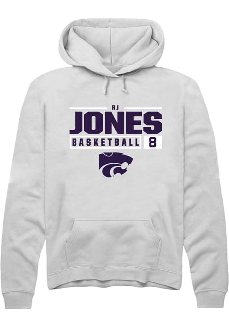 RJ Jones Rally Mens White K-State Wildcats NIL Stacked Box Hooded Sweatshirt