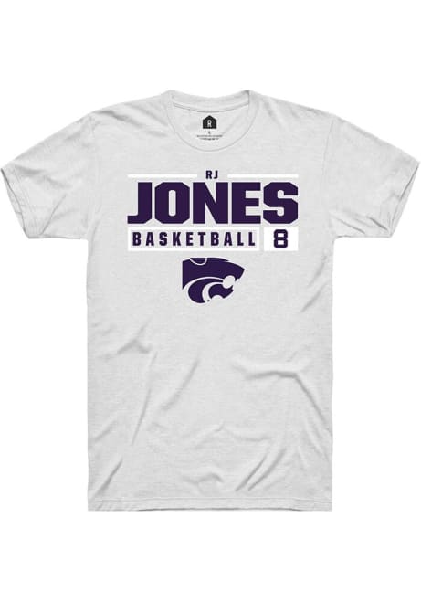 RJ Jones White K-State Wildcats NIL Stacked Box Short Sleeve T Shirt