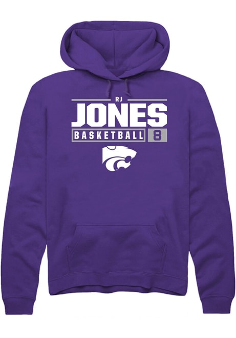 RJ Jones Rally Mens Purple K-State Wildcats NIL Stacked Box Hooded Sweatshirt