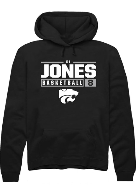 RJ Jones Rally Mens Black K-State Wildcats NIL Stacked Box Hooded Sweatshirt