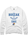 Main image for Sara Roszak  Rally Kansas Jayhawks Mens White NIL Sport Icon Long Sleeve Crew Sweatshirt