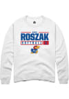 Main image for Sara Roszak  Rally Kansas Jayhawks Mens White NIL Stacked Box Long Sleeve Crew Sweatshirt