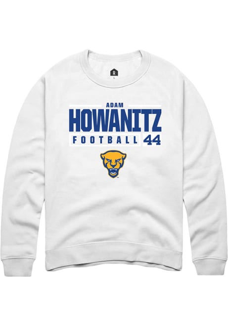 Adam Howanitz Rally Mens White Pitt Panthers NIL Stacked Box Crew Sweatshirt