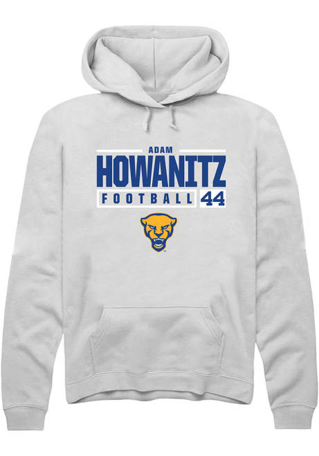 Adam Howanitz Rally Mens White Pitt Panthers NIL Stacked Box Hooded Sweatshirt