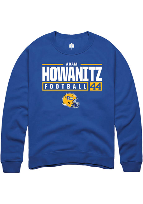 Adam Howanitz Rally Mens Blue Pitt Panthers NIL Stacked Box Crew Sweatshirt