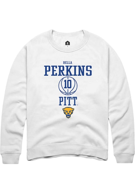 Bella Perkins Rally Mens White Pitt Panthers NIL Sport Icon Crew Sweatshirt