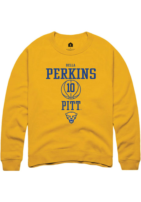 Bella Perkins Rally Mens Gold Pitt Panthers NIL Sport Icon Crew Sweatshirt