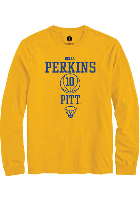 Bella Perkins Rally Mens Gold Pitt Panthers NIL Sport Icon Tee