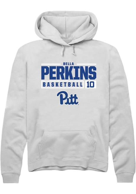 Bella Perkins Rally Mens White Pitt Panthers NIL Stacked Box Hooded Sweatshirt