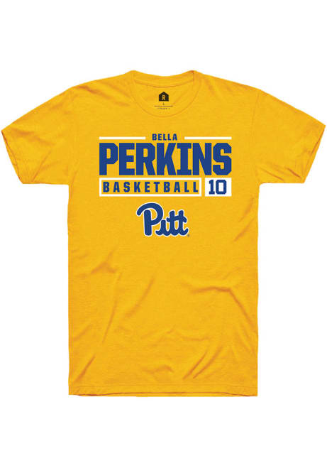 Bella Perkins Gold Pitt Panthers NIL Stacked Box Short Sleeve T Shirt