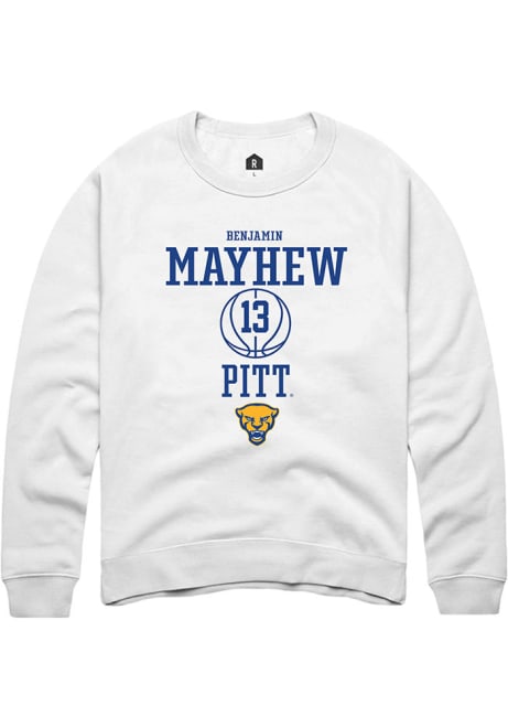 Benjamin Mayhew Rally Mens White Pitt Panthers NIL Sport Icon Crew Sweatshirt