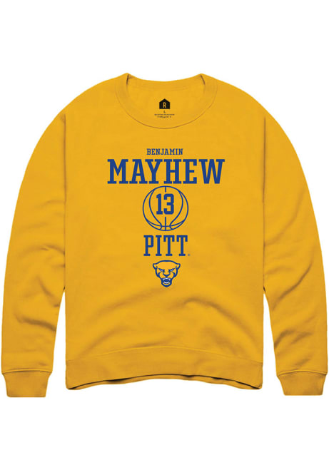 Benjamin Mayhew Rally Mens Gold Pitt Panthers NIL Sport Icon Crew Sweatshirt