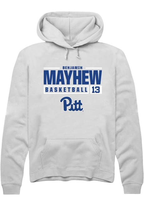 Benjamin Mayhew Rally Mens White Pitt Panthers NIL Stacked Box Hooded Sweatshirt