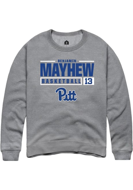 Benjamin Mayhew Rally Mens Graphite Pitt Panthers NIL Stacked Box Crew Sweatshirt