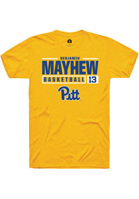 Benjamin Mayhew Gold Pitt Panthers NIL Stacked Box Short Sleeve T Shirt