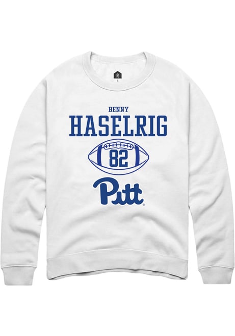 Benny Haselrig Rally Mens White Pitt Panthers NIL Sport Icon Crew Sweatshirt