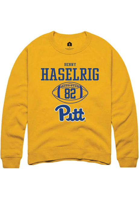 Benny Haselrig Rally Mens Gold Pitt Panthers NIL Sport Icon Crew Sweatshirt