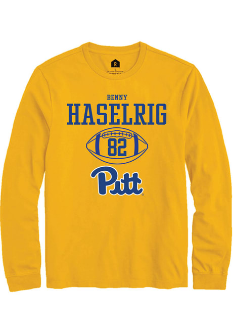 Benny Haselrig Rally Mens Gold Pitt Panthers NIL Sport Icon Tee