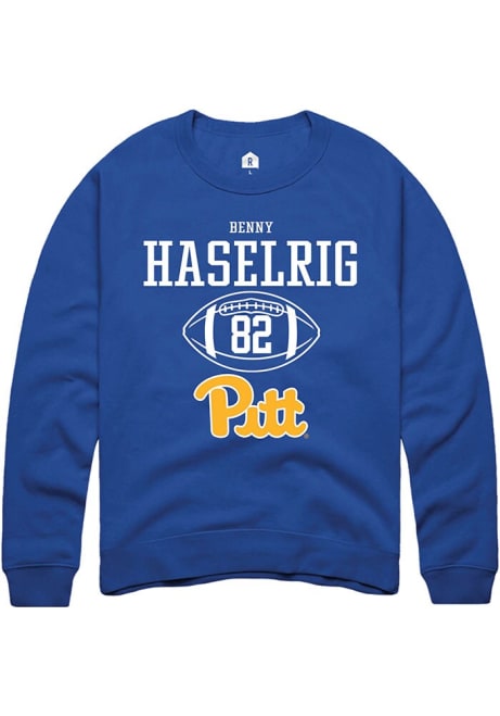 Benny Haselrig Rally Mens Blue Pitt Panthers NIL Sport Icon Crew Sweatshirt