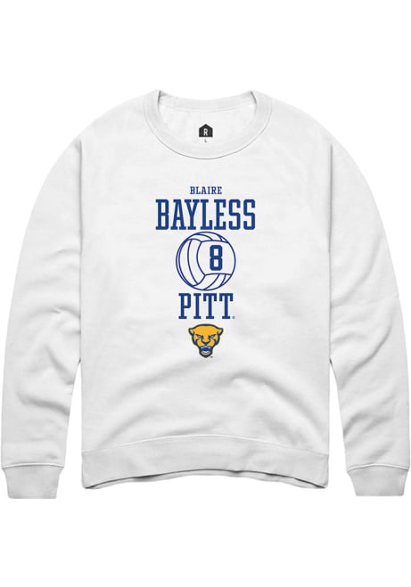 Blaire Bayless Rally Mens White Pitt Panthers NIL Sport Icon Crew Sweatshirt