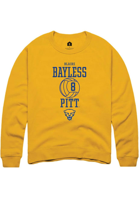 Blaire Bayless Rally Mens Gold Pitt Panthers NIL Sport Icon Crew Sweatshirt