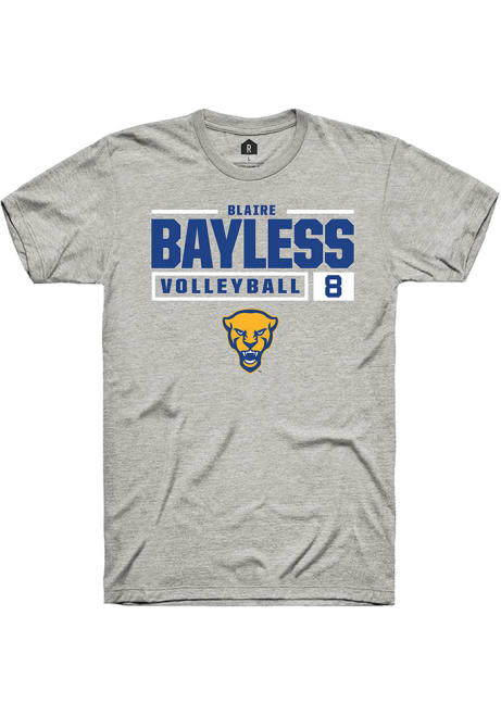 Blaire Bayless Ash Pitt Panthers NIL Stacked Box Short Sleeve T Shirt