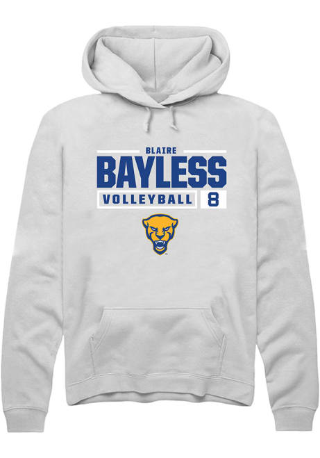 Blaire Bayless Rally Mens White Pitt Panthers NIL Stacked Box Hooded Sweatshirt