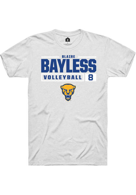 Blaire Bayless White Pitt Panthers NIL Stacked Box Short Sleeve T Shirt