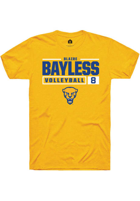 Blaire Bayless Gold Pitt Panthers NIL Stacked Box Short Sleeve T Shirt