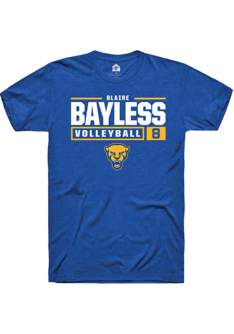 Blaire Bayless Blue Pitt Panthers NIL Stacked Box Short Sleeve T Shirt