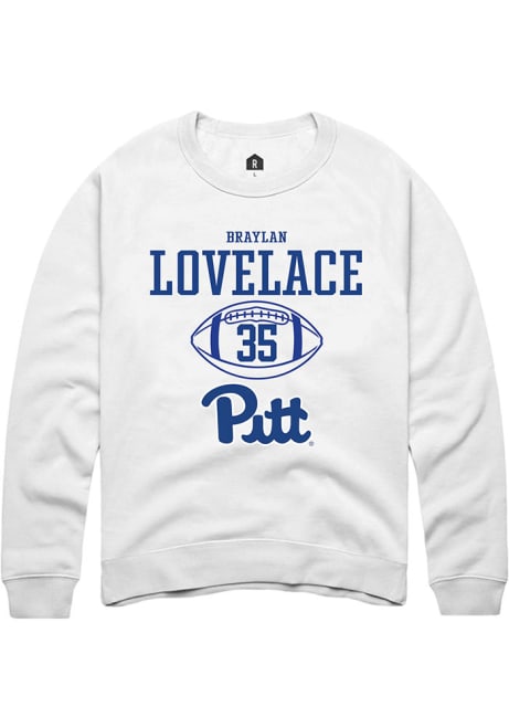 Braylan Lovelace Rally Mens White Pitt Panthers NIL Sport Icon Crew Sweatshirt