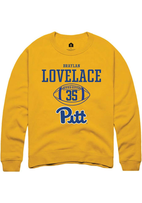 Braylan Lovelace Rally Mens Gold Pitt Panthers NIL Sport Icon Crew Sweatshirt