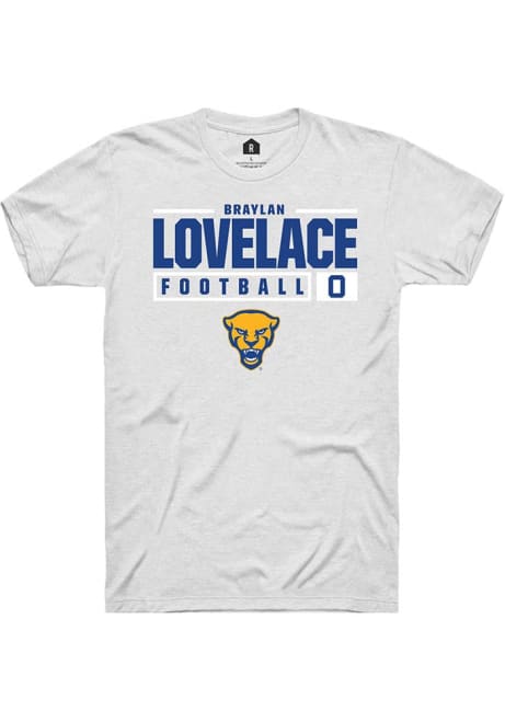 Braylan Lovelace White Pitt Panthers NIL Stacked Box Short Sleeve T Shirt