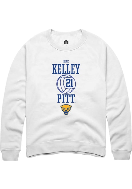 Bre Kelley Rally Mens White Pitt Panthers NIL Sport Icon Crew Sweatshirt