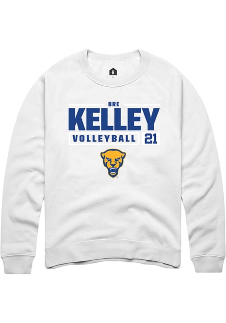 Bre Kelley Rally Mens White Pitt Panthers NIL Stacked Box Crew Sweatshirt