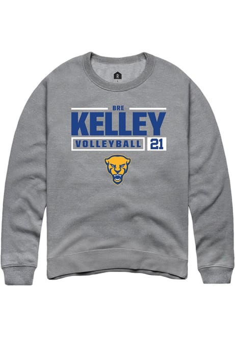 Bre Kelley Rally Mens Graphite Pitt Panthers NIL Stacked Box Crew Sweatshirt