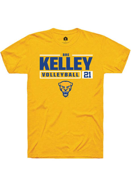 Bre Kelley Gold Pitt Panthers NIL Stacked Box Short Sleeve T Shirt