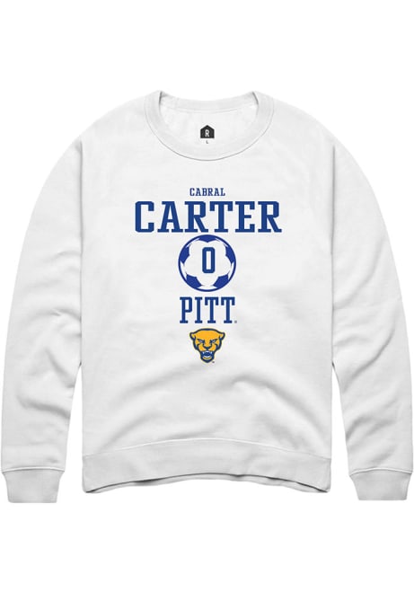 Cabral Carter Rally Mens White Pitt Panthers NIL Sport Icon Crew Sweatshirt