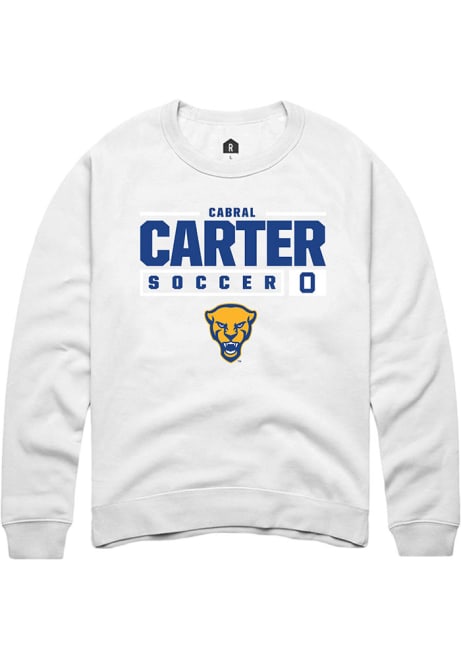 Cabral Carter Rally Mens White Pitt Panthers NIL Stacked Box Crew Sweatshirt