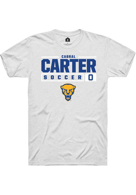 Cabral Carter White Pitt Panthers NIL Stacked Box Short Sleeve T Shirt