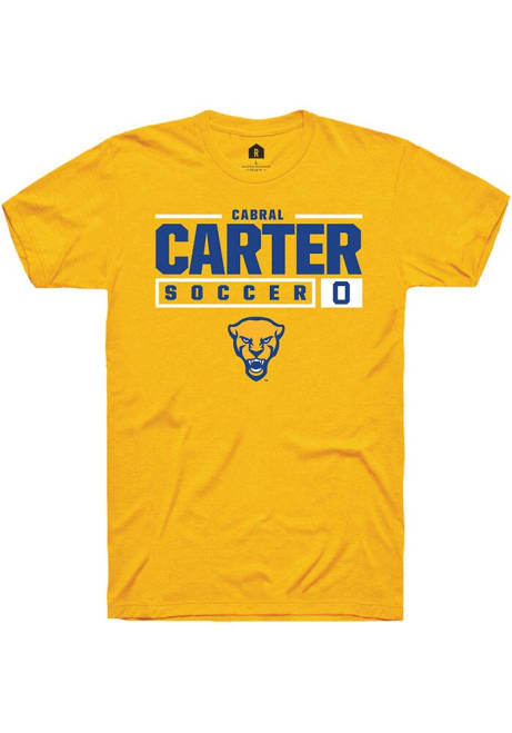 Cabral Carter Gold Pitt Panthers NIL Stacked Box Short Sleeve T Shirt