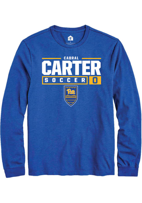 Cabral Carter Rally Mens Blue Pitt Panthers NIL Stacked Box Tee