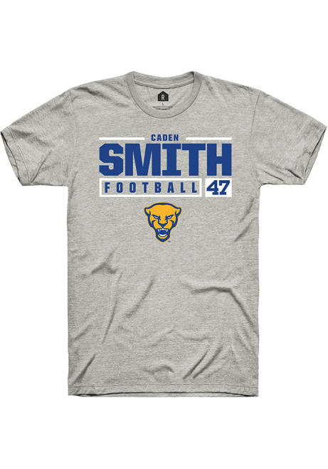 Caden Smith Ash Pitt Panthers NIL Stacked Box Short Sleeve T Shirt