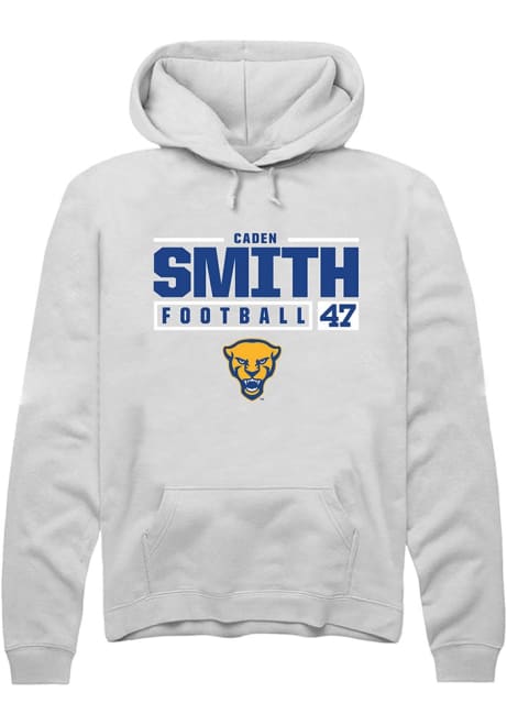 Caden Smith Rally Mens White Pitt Panthers NIL Stacked Box Hooded Sweatshirt