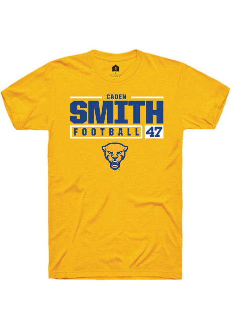 Caden Smith Gold Pitt Panthers NIL Stacked Box Short Sleeve T Shirt